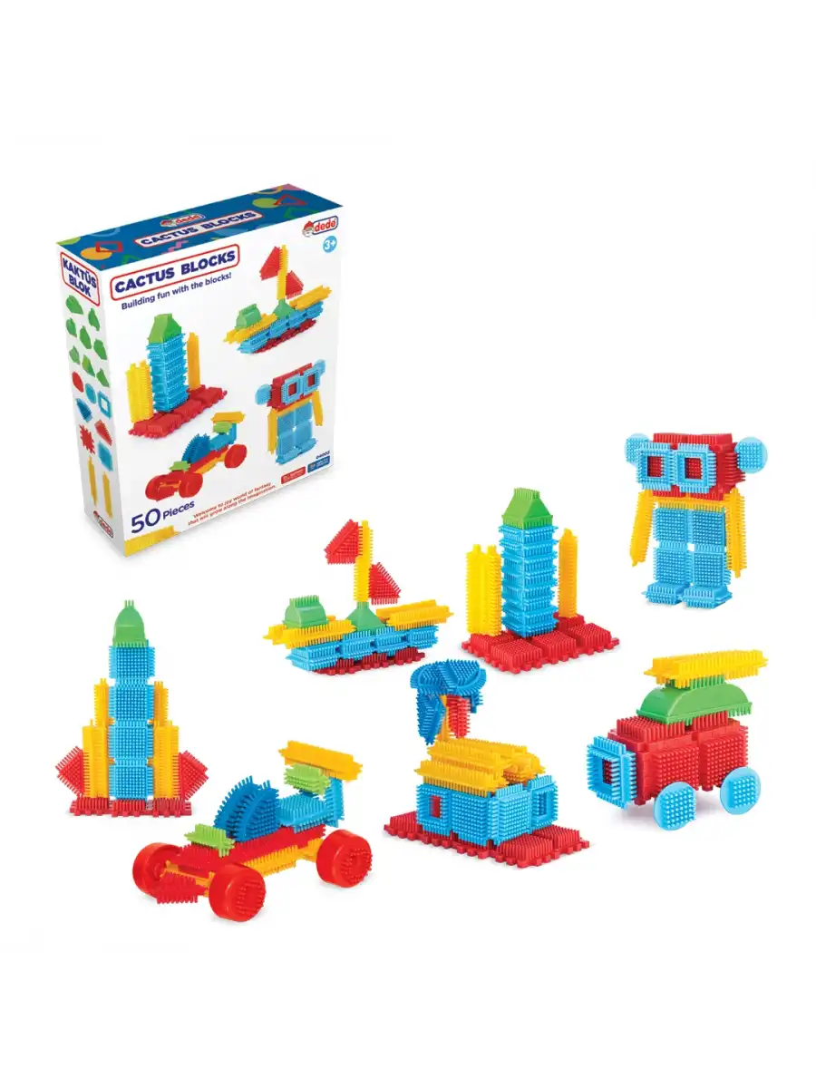 Kaktüs Bloklar (50 Parça) - Kaktüs Oyuncak - Lego Seti - Kaktüs Lego - Taraklı Lego Eğitici Lego Seti