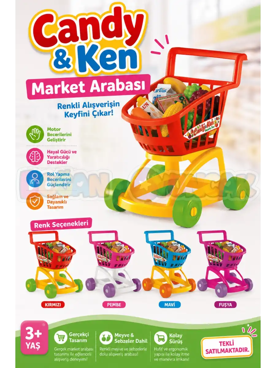 Candy & Ken Market Arabası Dolu - Mutfak Setleri - Ev Oyuncak Setleri