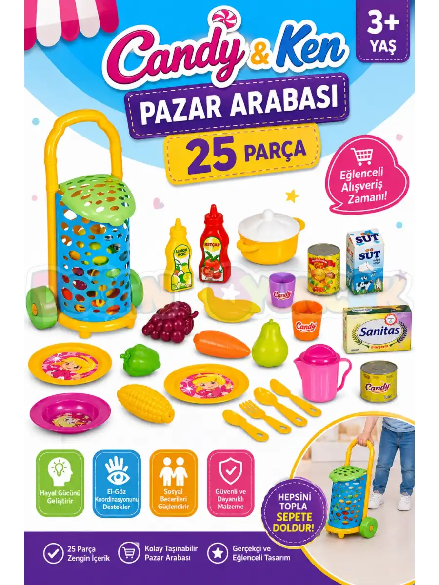 Candy & Ken Pazar Arabası - Mutfak Setleri - Ev Oyuncak Setleri