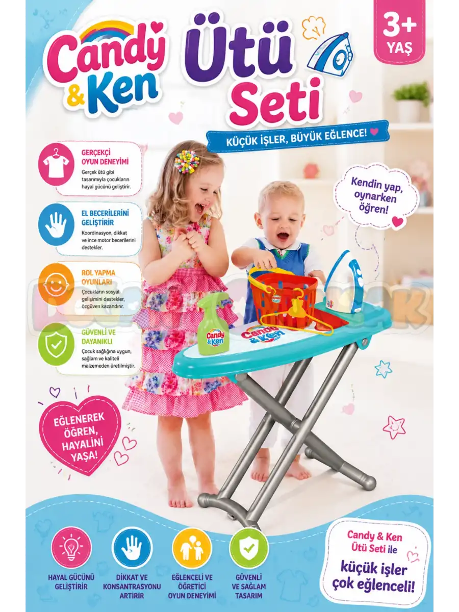 Candy & Ken Ütü Seti - Ev Eşyaları Seti - Ev Oyuncakları Seti