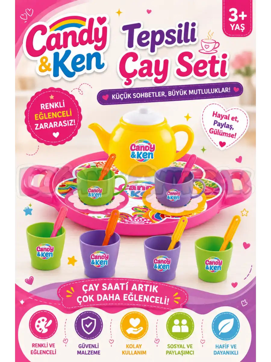 Candy & Ken Tepsili Çay Seti - Mutfak Setleri - Ev Oyuncak Setleri
