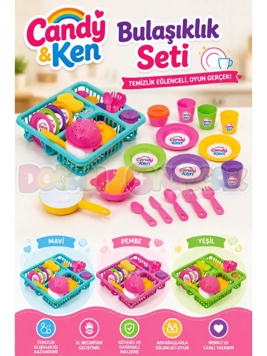 Candy & Ken Bulaşıklık Set - Mutfak Setleri - Ev Oyuncak Setleri - Bulaşık Seti