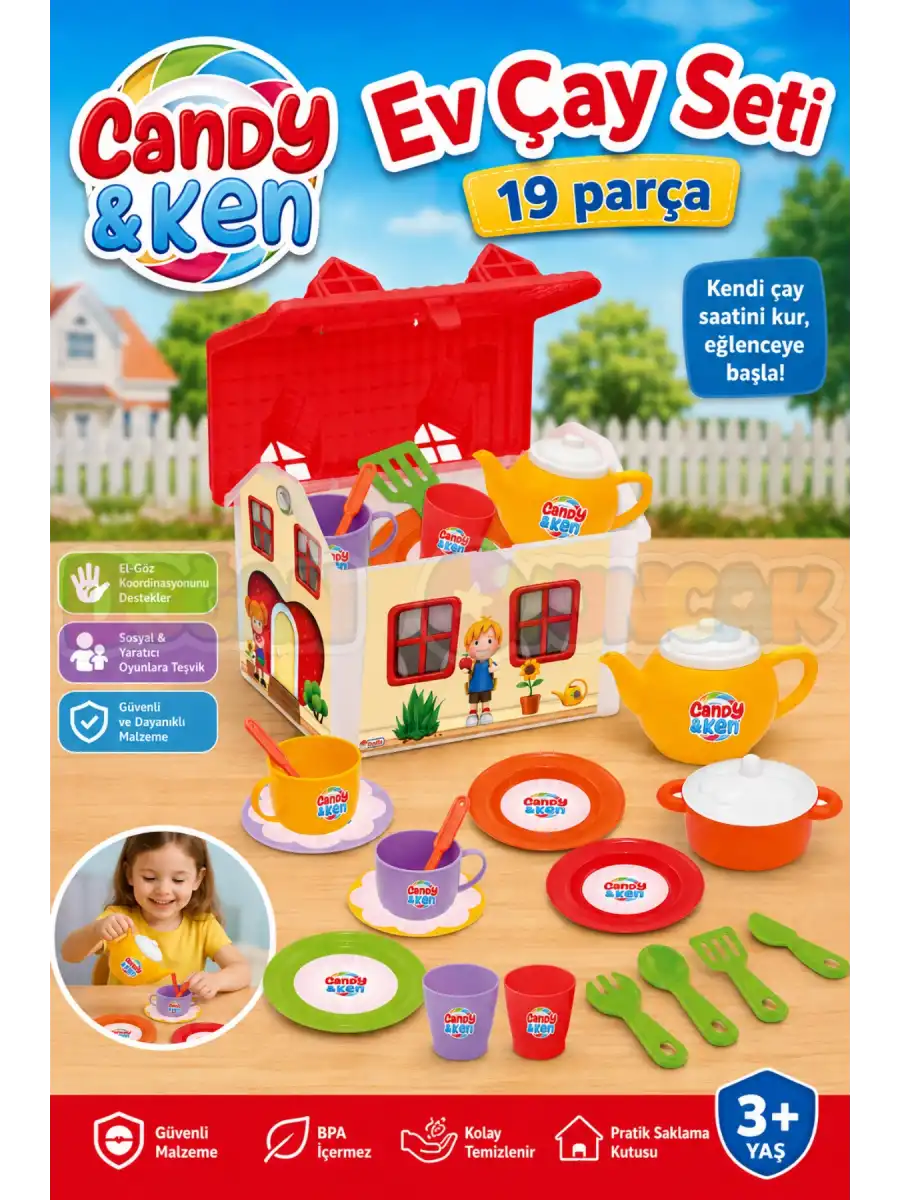 Candy & Ken Ev Çay Seti - Mutfak Setleri - Çay Seti - Bardak Oyuncak - Kahve