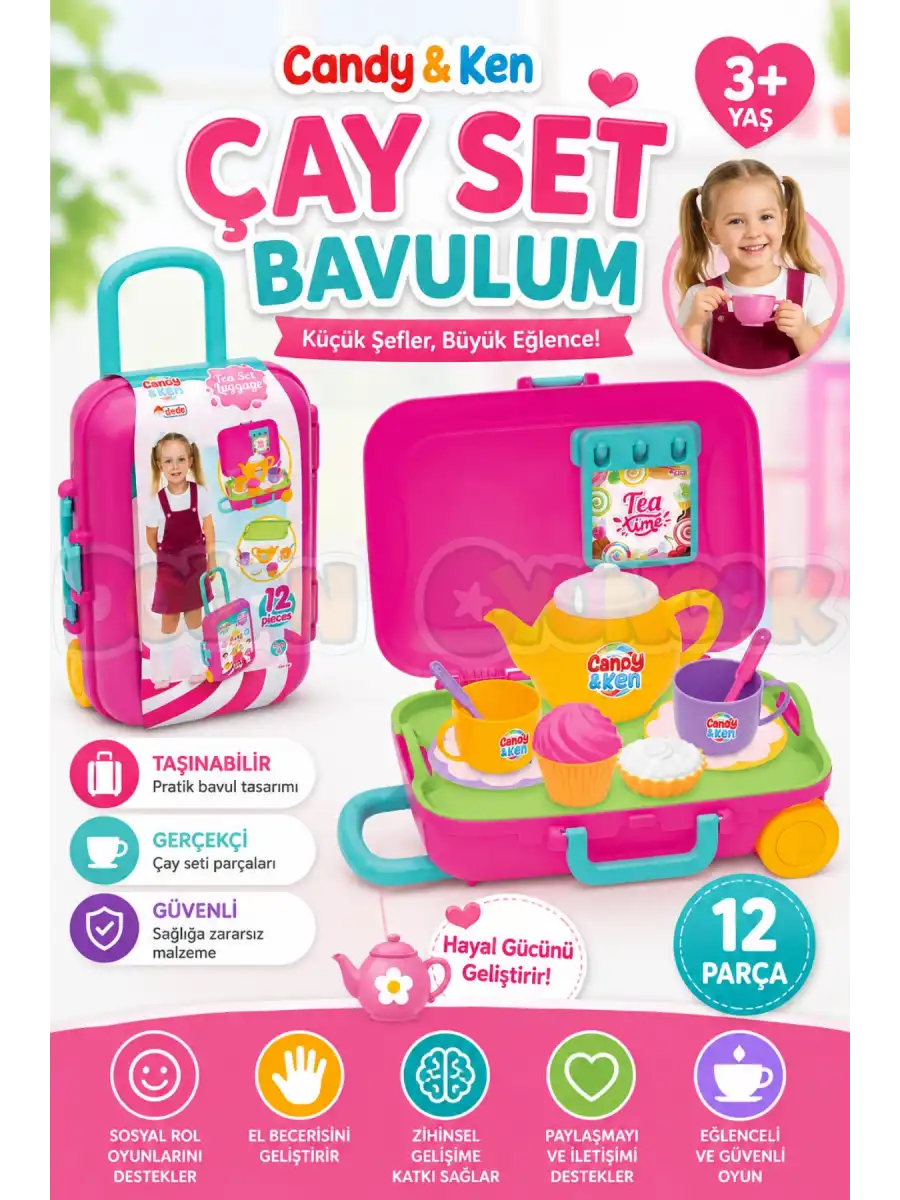 Candy & Ken Çay Set Bavulum - Mutfak Setleri - Ev Oyuncak Setleri