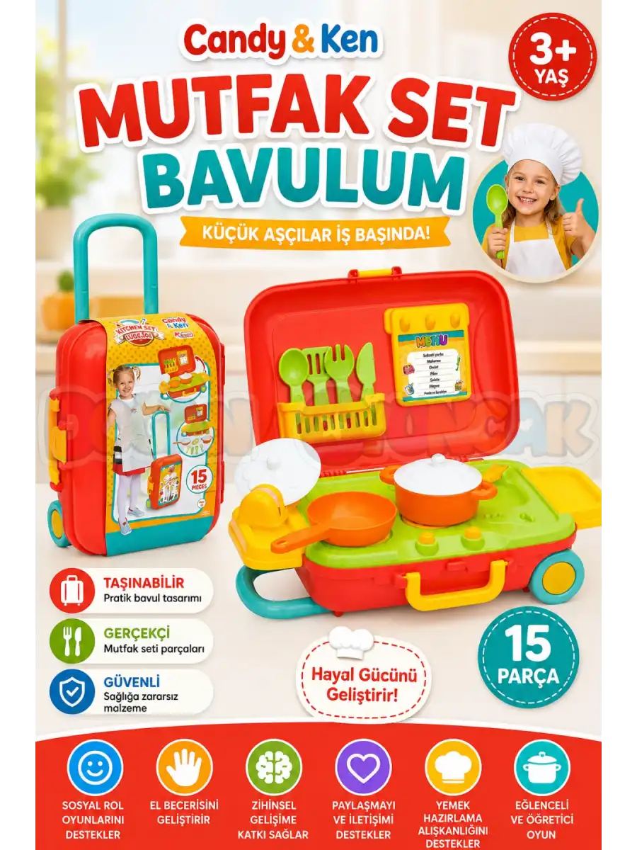 Candy & Ken Mutfak Set Bavulum - Mutfak Setleri - Ev Oyuncak Setleri - Bulaşık Seti