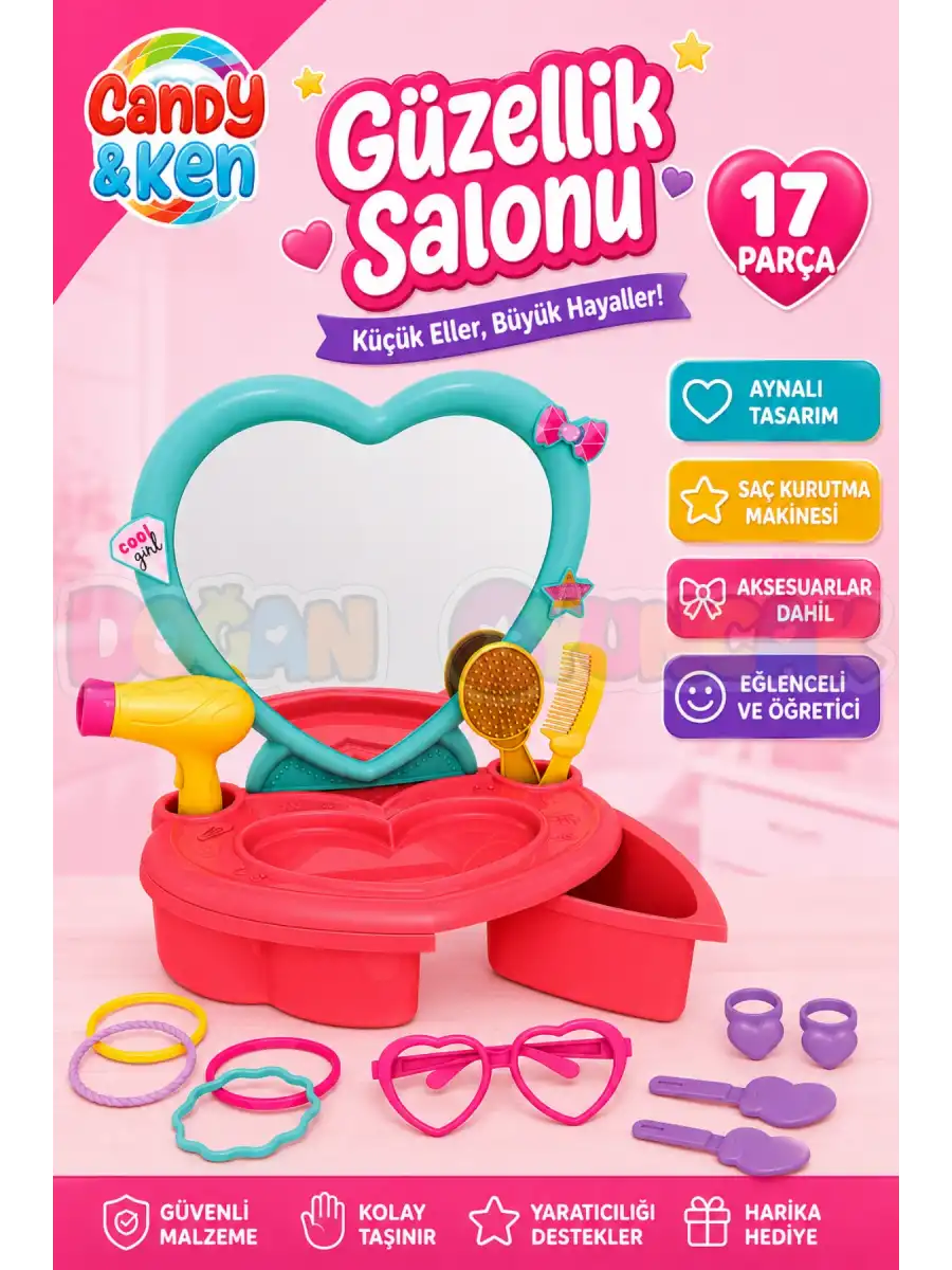 Candy & Ken Güzellik Salonu - Güzellik Setleri - Kuaför Oyuncak Seti - Makyaj Seti