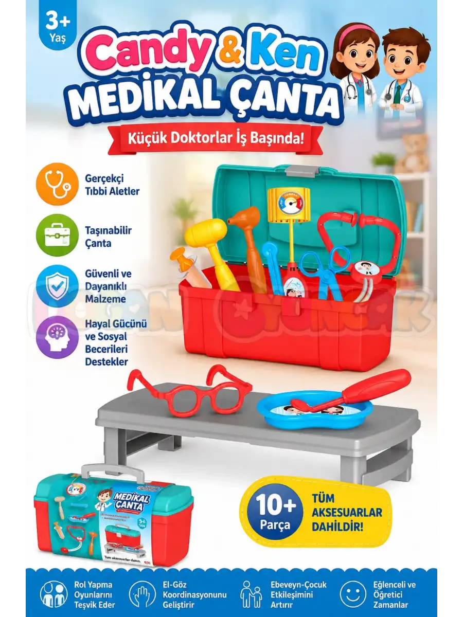 Candy & Ken Medikal Çanta - Doktor Çantası - Doktor Seti - Hasta Oyuncakları