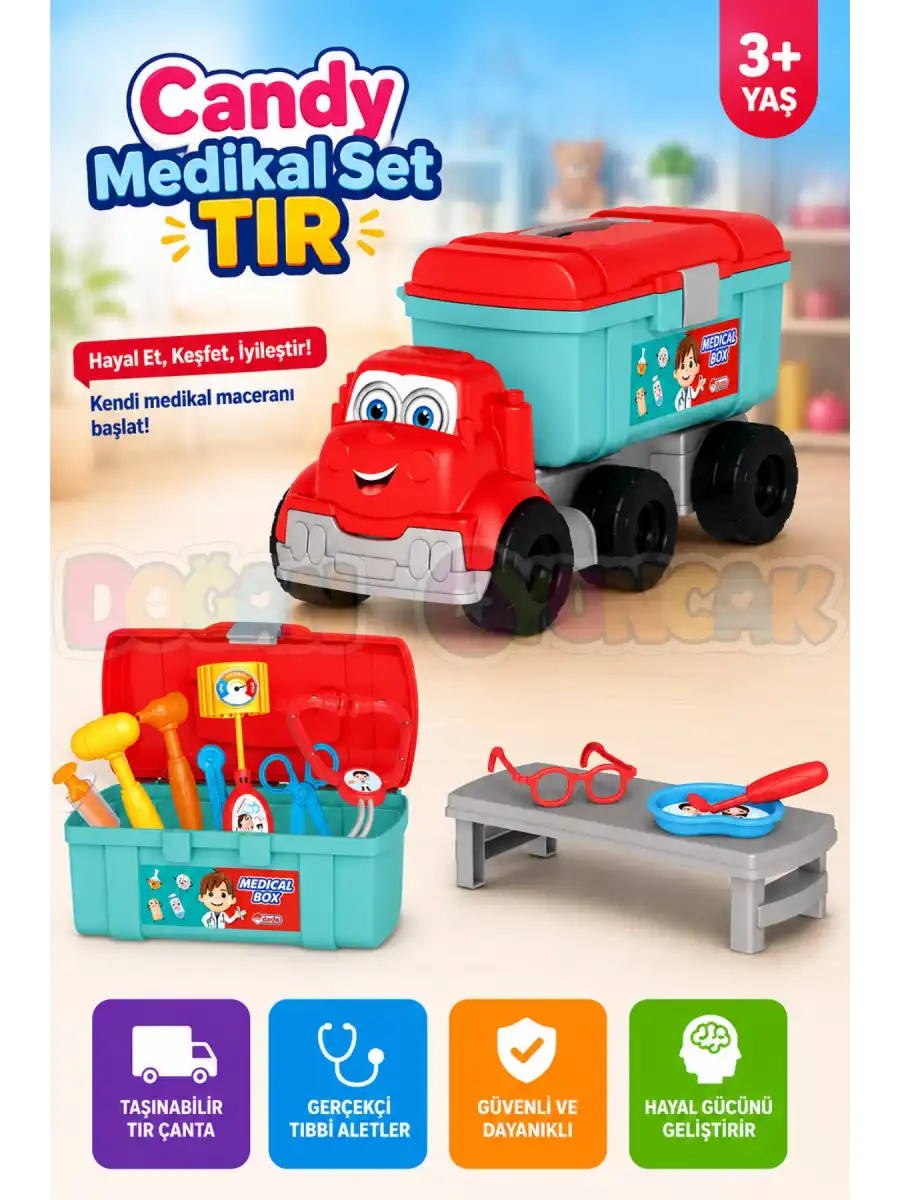 Candy Medikal Set Tır - Doktor Seti - Doktor Oyuncakları - Acil Yardım Oyuncakları - Hemşire Oyuncak