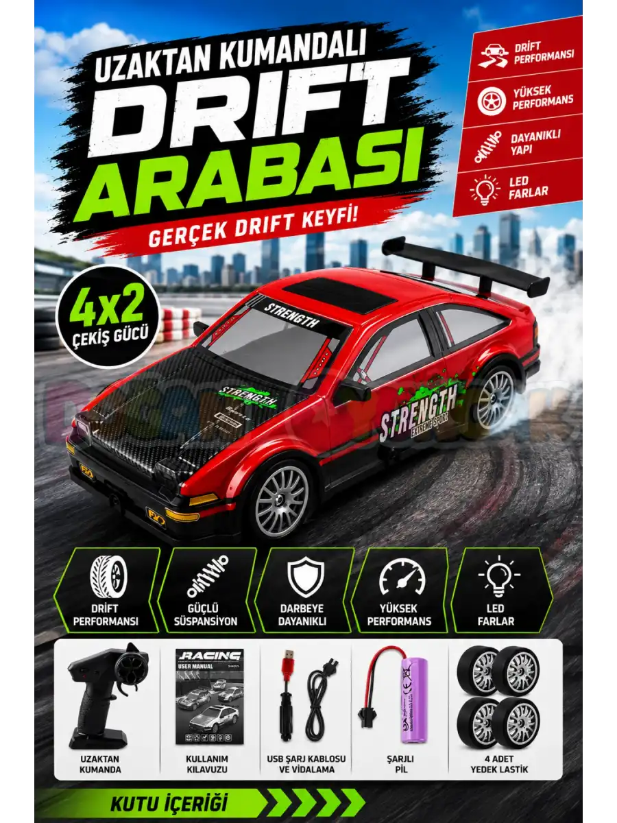 Uzaktan Kumandalı Drift Arabası Racing Car Drift - Işıklı Ful Drift Araba RC Araba - RC Araç