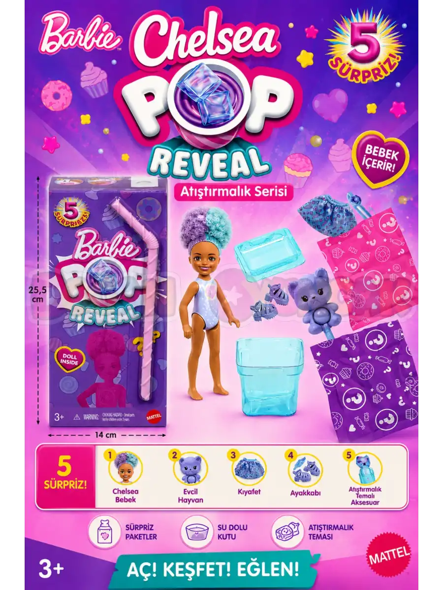 Barbie Chelsea Pop Reveal Atıştırmalık Serisi JFY01 - Barbie Oyuncak Barbie Chelsea Bebek