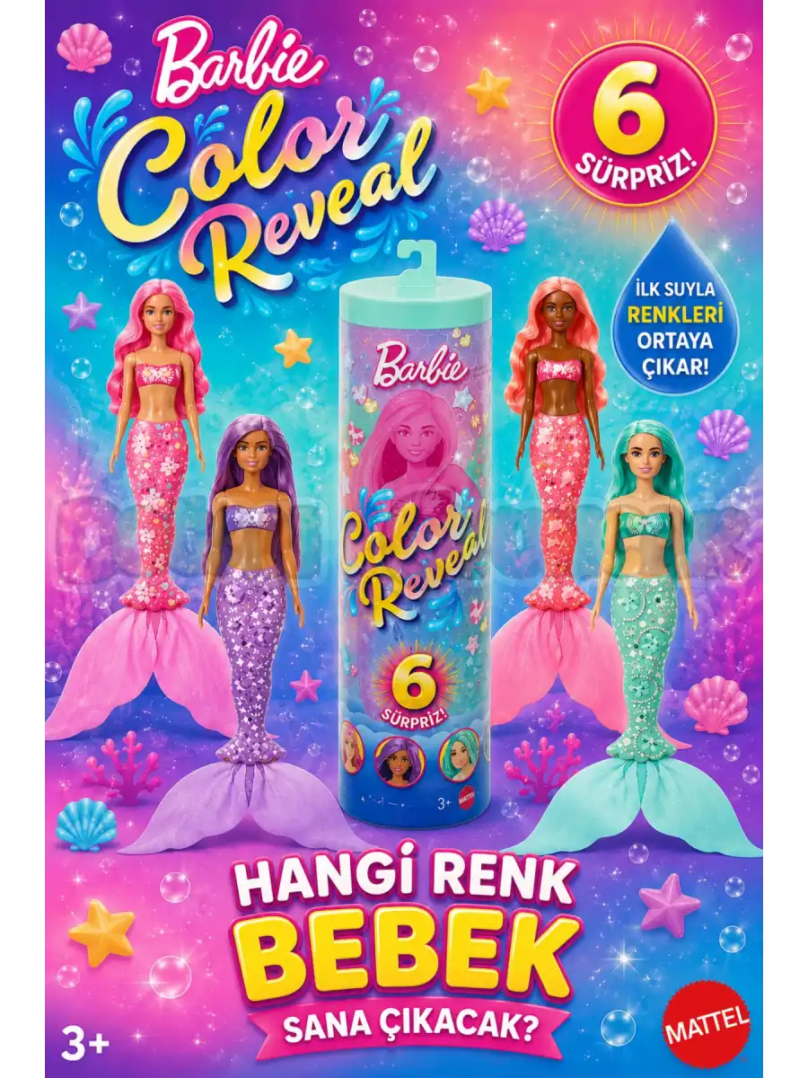 Barbie Color Reveal - Barbie Deniz Kızı Bebekler JMW61 - Barbie Oyuncak Barbie Bebek