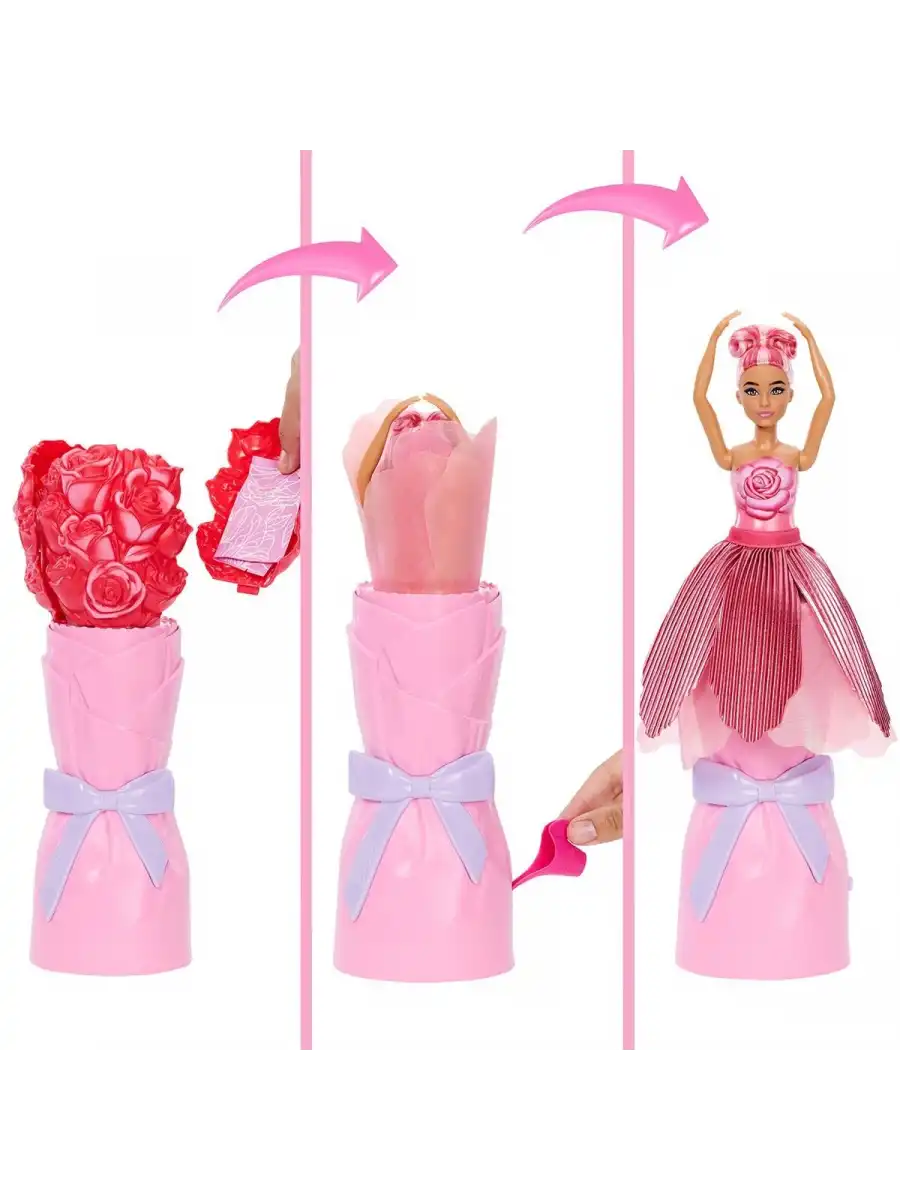 Barbie Petal Pop - Kırmızı Gül Bebek JMF59 - Barbie Oyuncak Barbie Bebek