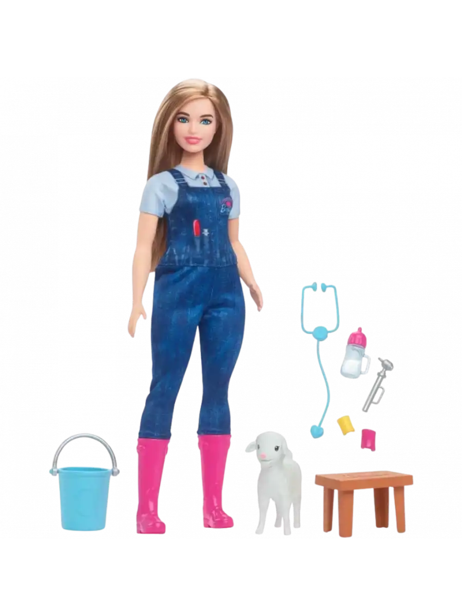 Barbie 65.Yıl Deluxe Kariyer Bebekleri - Çiflik Veteriner Seti HRG42 - Barbie Oyuncak Barbie Bebek Barbi Meslek