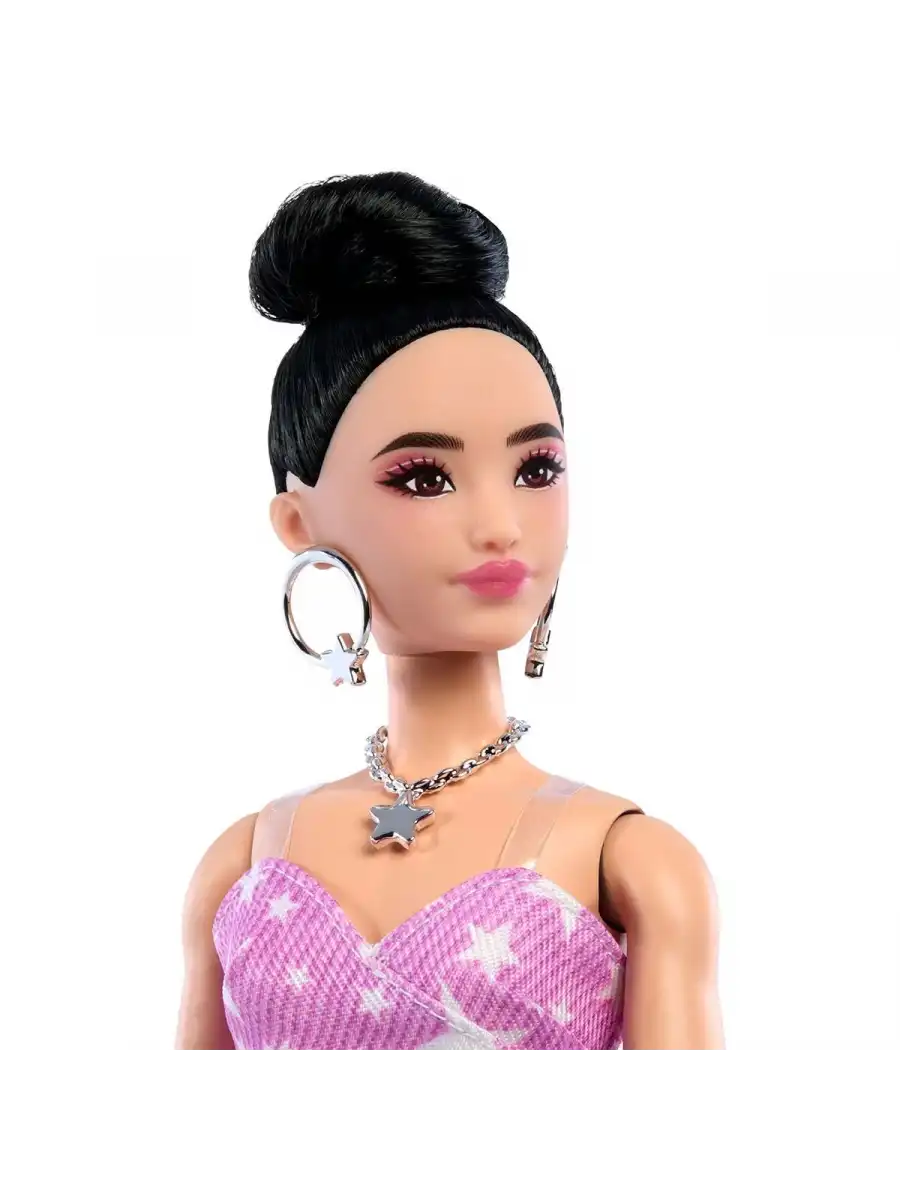 Barbie DELUXE STYLE - Yıldız Desenli Elbiseli Bebek JJN71 - Barbie Oyuncak Barbie Yoga Bebek