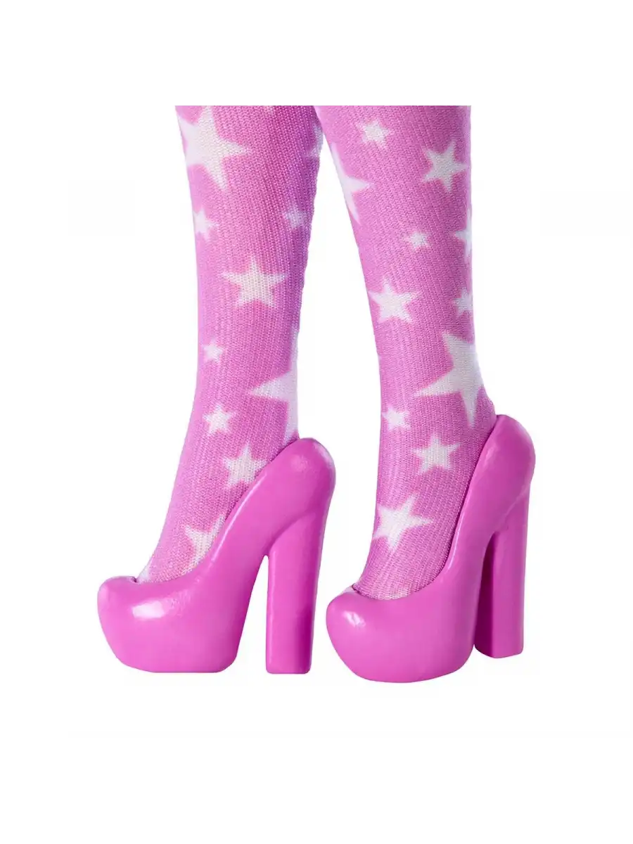 Barbie DELUXE STYLE - Yıldız Desenli Elbiseli Bebek JJN71 - Barbie Oyuncak Barbie Yoga Bebek
