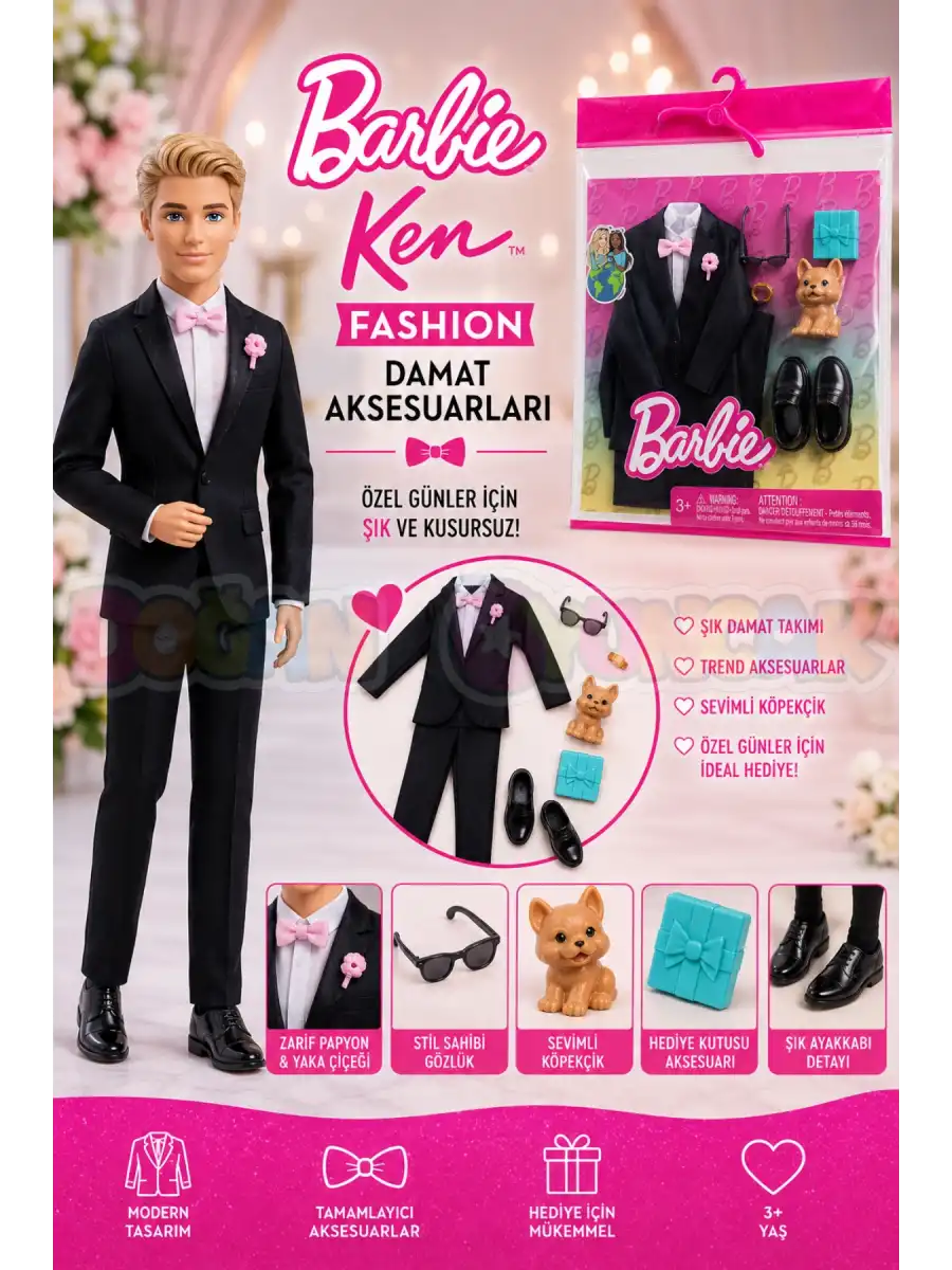 Barbie Ken Fashion - Damat Aksesuarları HWV77 - Barbie Ken Oyuncak Barbie Bebek Damat Oyuncak