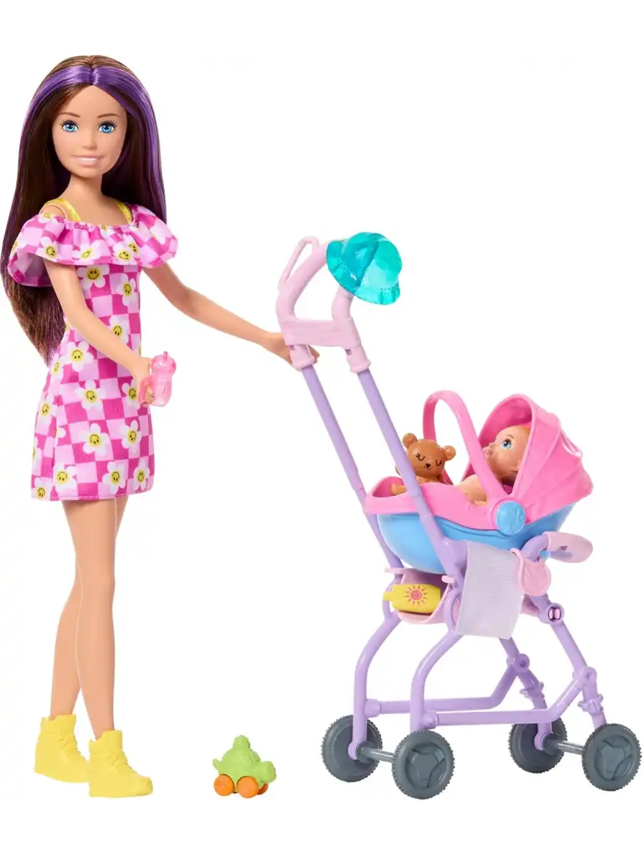 Barbie Skipper Bebek Bakıcısı Seti - Bebek Arabalı JJB42 - Barbie Oyuncak Barbie Bebek
