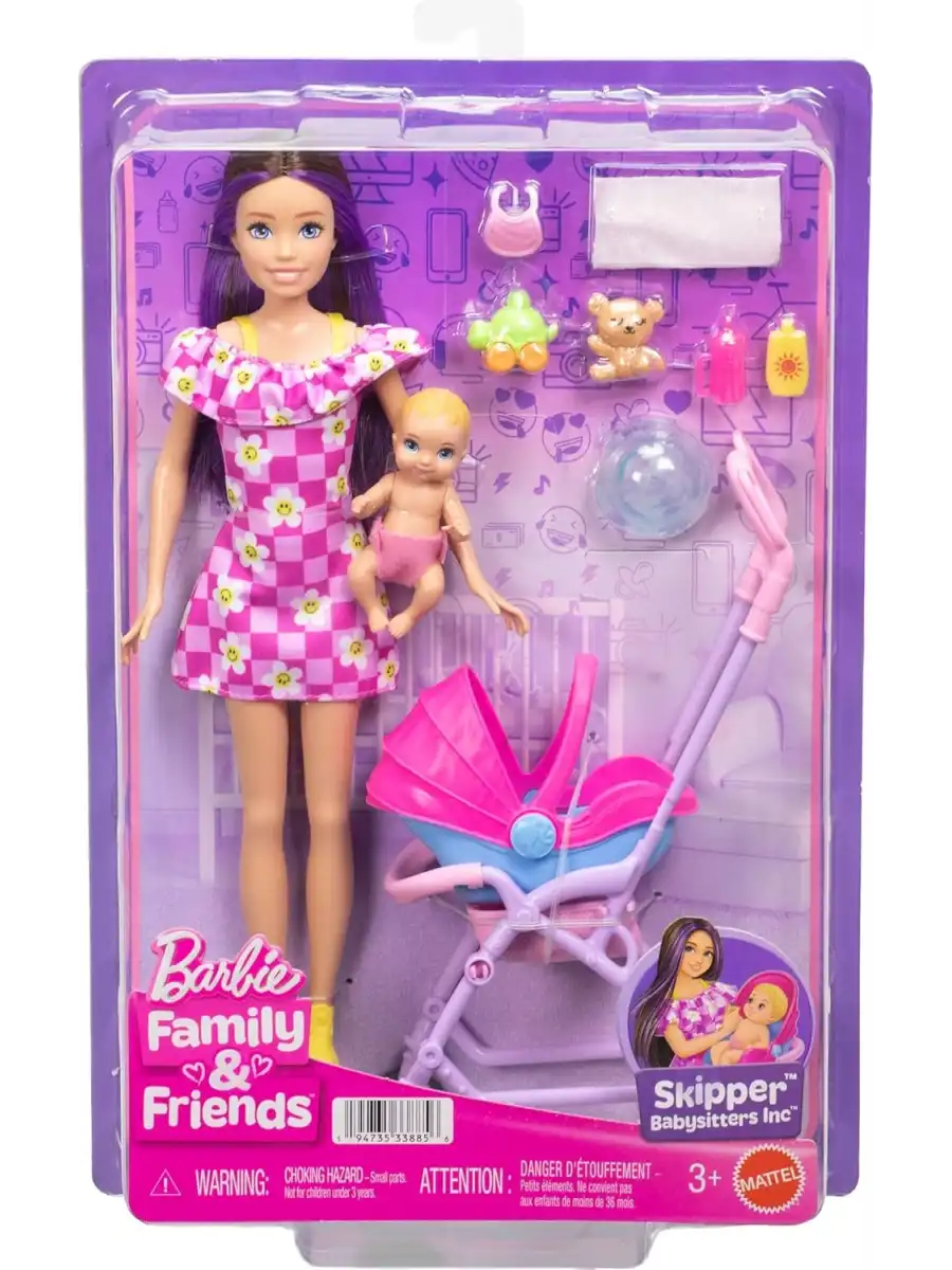 Barbie Skipper Bebek Bakıcısı Seti - Bebek Arabalı JJB42 - Barbie Oyuncak Barbie Bebek
