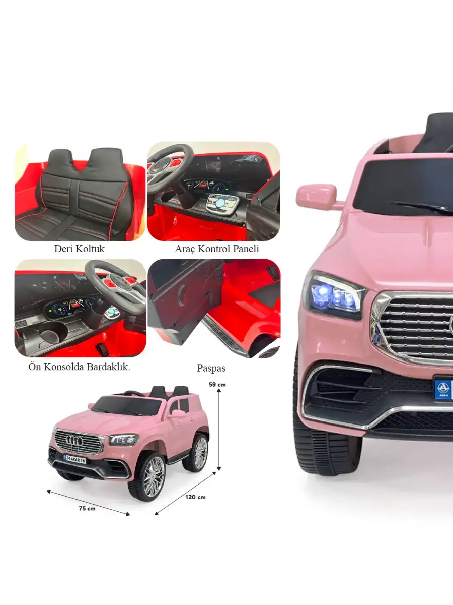 Admire GT Pembe Uzaktan Kumandalı 4X2 12 Volt Akülü Araba - RC Audi Akülü Araba Audi Akülü Araç