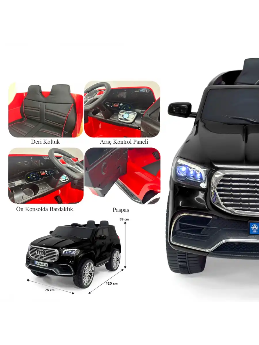 Admire GT Siyah Uzaktan Kumandalı 4X2 12 Volt Akülü Araba - RC Audi Akülü Araba Audi Akülü Araç