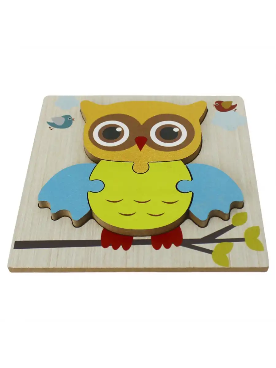 Ahşap Baykuş Puzzle - Bebekleri İçin Puzzle - Ahşap Yapboz Oyuncak - Oyuncak Yap-boz - 4 Parça Puzzle
