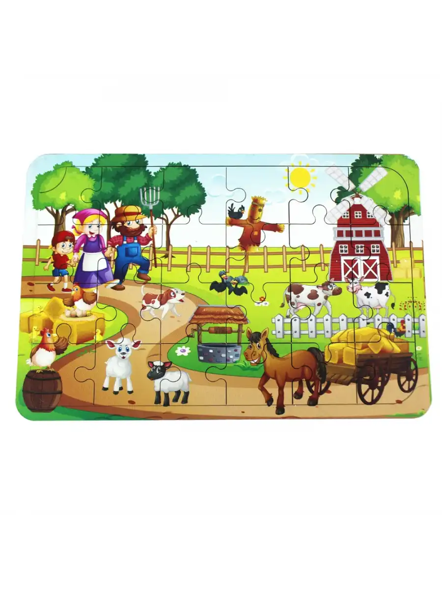 Ahşap Çiftlik Puzzle - Bebekleri İçin Puzzle - Ahşap Yapboz Oyuncak - Oyuncak Yap-boz - 24 Parça Puzzle