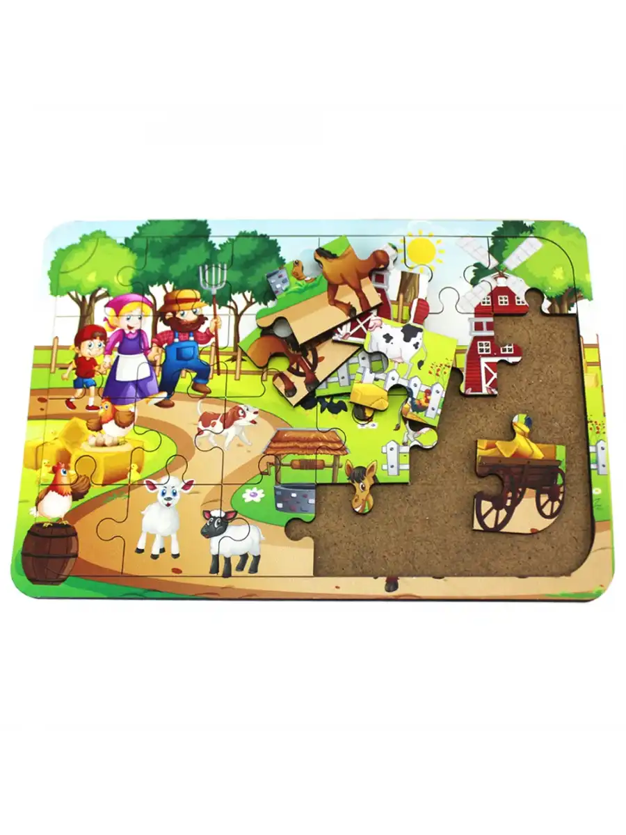 Ahşap Çiftlik Puzzle - Bebekleri İçin Puzzle - Ahşap Yapboz Oyuncak - Oyuncak Yap-boz - 24 Parça Puzzle
