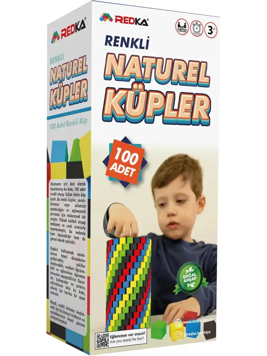 Ahşap Renkli Birim Küpler - Redka Birim Küpler Ahşap Bloklar - Ahşap Renkli Küpler
