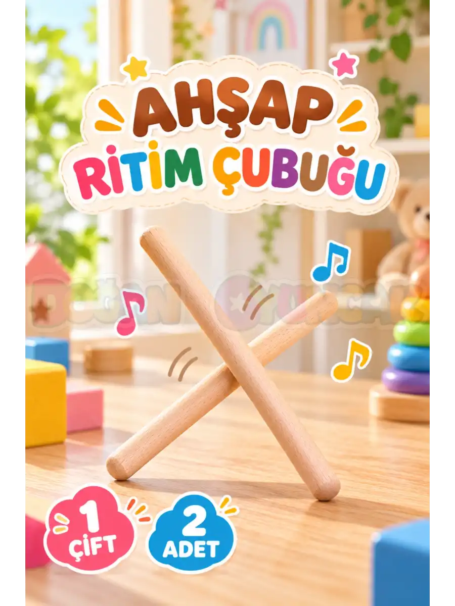 Ahşap Ritim Çubuğu 1 Çift / 2 Adet - Müzik Aletleri Seti