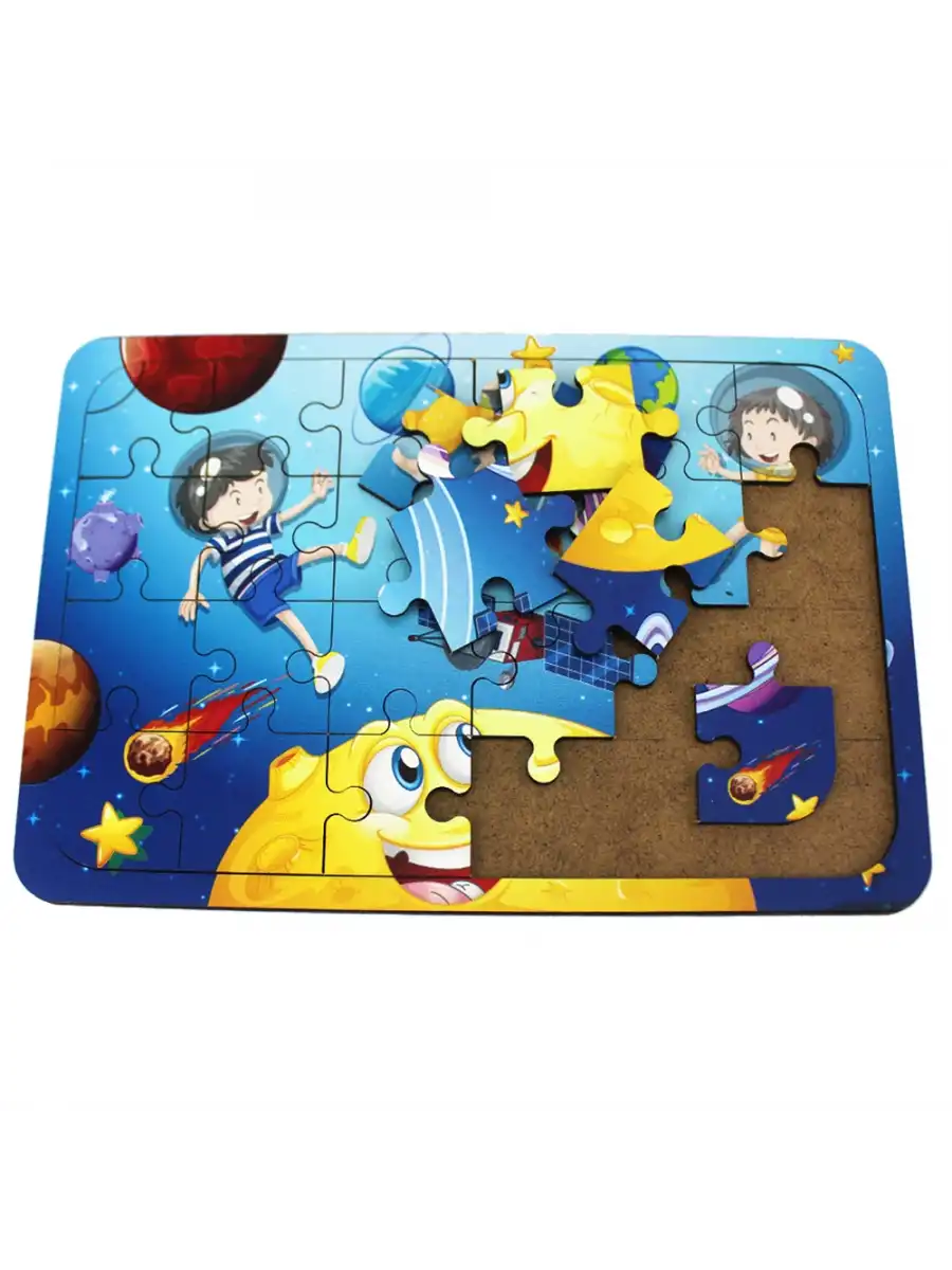 Ahşap Uzay Puzzle - Bebekleri İçin Puzzle - Ahşap Yapboz Oyuncak - Oyuncak Yap-boz - 24 Parça Puzzle