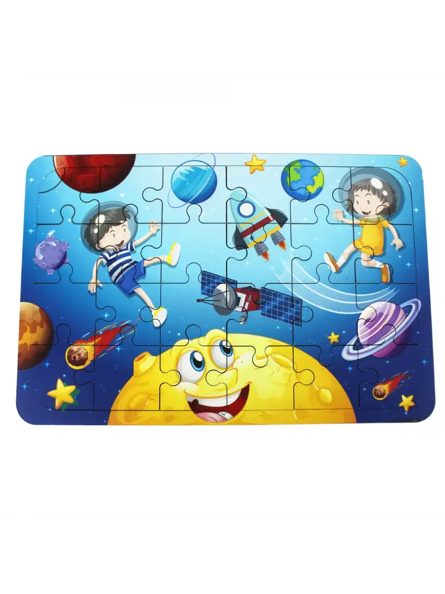 Ahşap Uzay Puzzle - Bebekleri İçin Puzzle - Ahşap Yapboz Oyuncak - Oyuncak Yap-boz - 24 Parça Puzzle