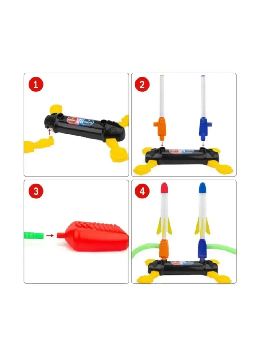 Air Rocket İkili Seti - Roket Oyuncak - 4 Roket Ve Havalı Roketatar - İkili Açık Hava Oyuncağı - Airrocket