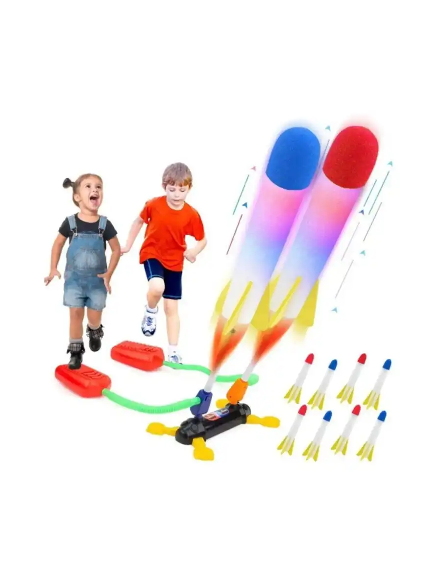Air Rocket İkili Seti - Roket Oyuncak - 4 Roket Ve Havalı Roketatar - İkili Açık Hava Oyuncağı - Airrocket