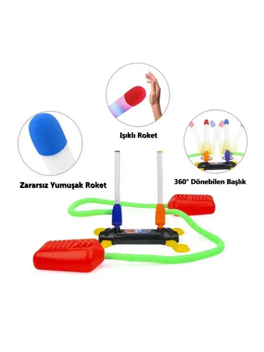 Air Rocket İkili Seti - Roket Oyuncak - 4 Roket Ve Havalı Roketatar - İkili Açık Hava Oyuncağı - Airrocket