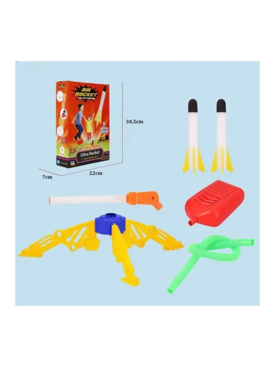Air Rocket Tekli Seti - Roket Oyuncak - 2 Roket Ve Havalı Roketatar - Tekli Açık Hava Oyuncağı - Airrocket