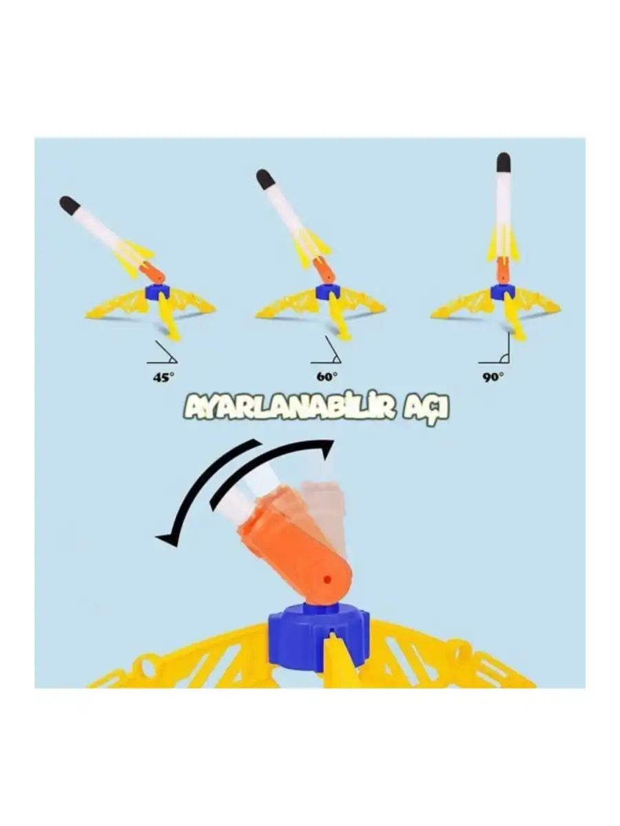 Air Rocket Tekli Seti - Roket Oyuncak - 2 Roket Ve Havalı Roketatar - Tekli Açık Hava Oyuncağı - Airrocket