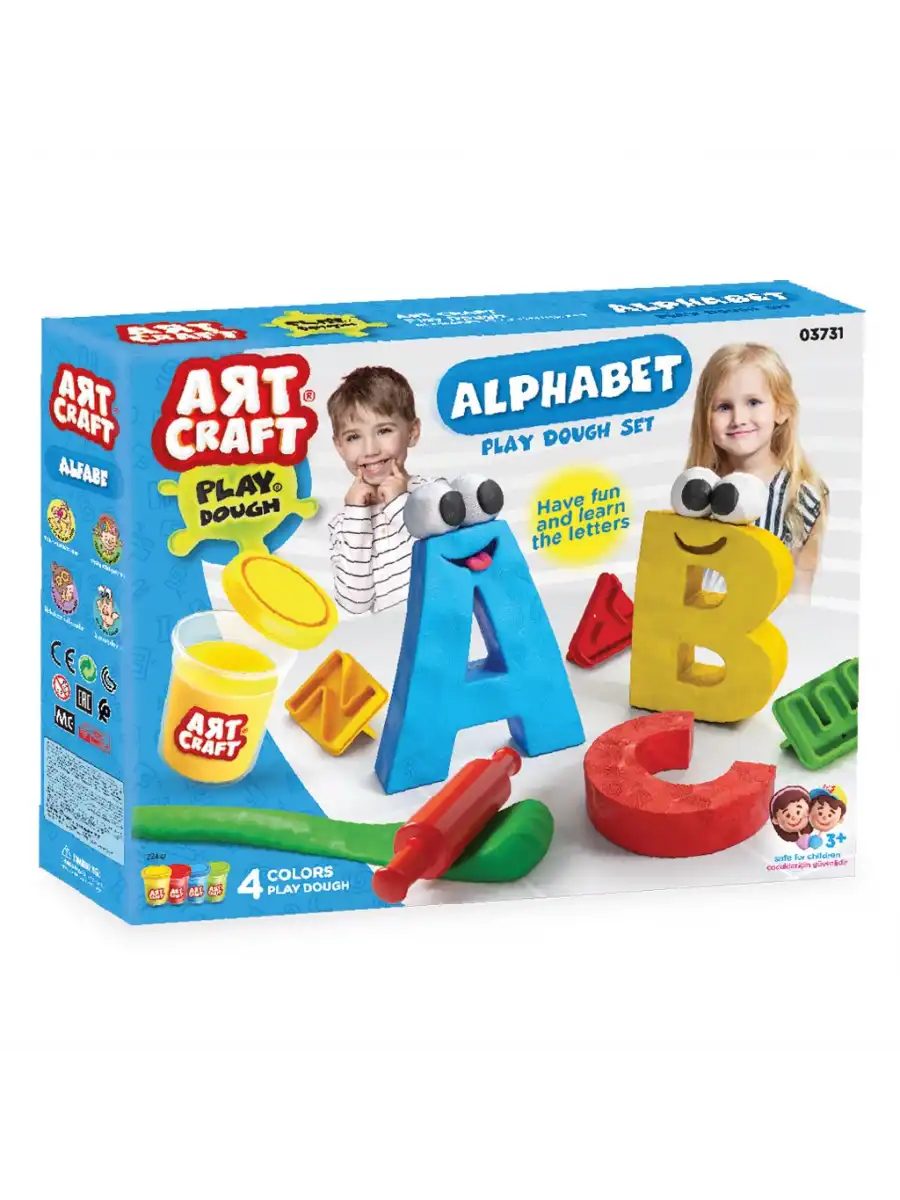 Alfabe Hamur Seti 224 Gr. - Oyun Hamuru Seti - Hamur Setleri - Hamur Kalıpları - Kelime Hamur - Sayı
