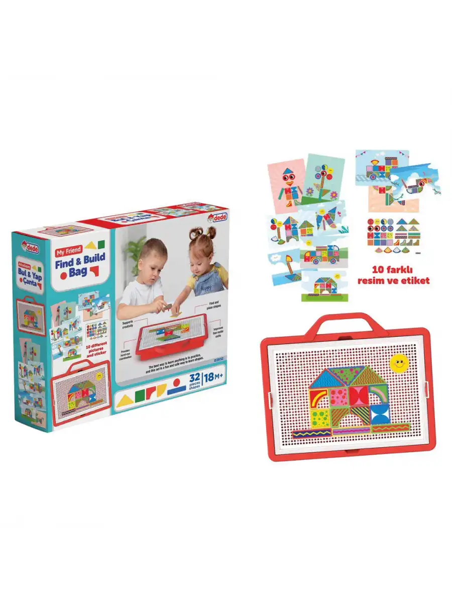Arkadaşım Bul ve Yap Çanta - Lego Setleri - Geometrik Oyun - Görsel Aktivite - Oyuncak