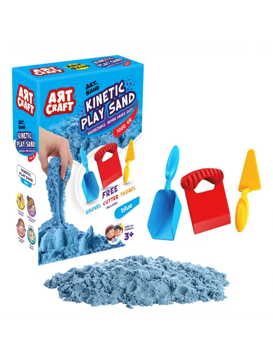 Art Sand Aksesuarlı Mavi Oyun Kumu 500 Gr. - Kinetik Kum Seti - Natural Kum - Doğal Kum