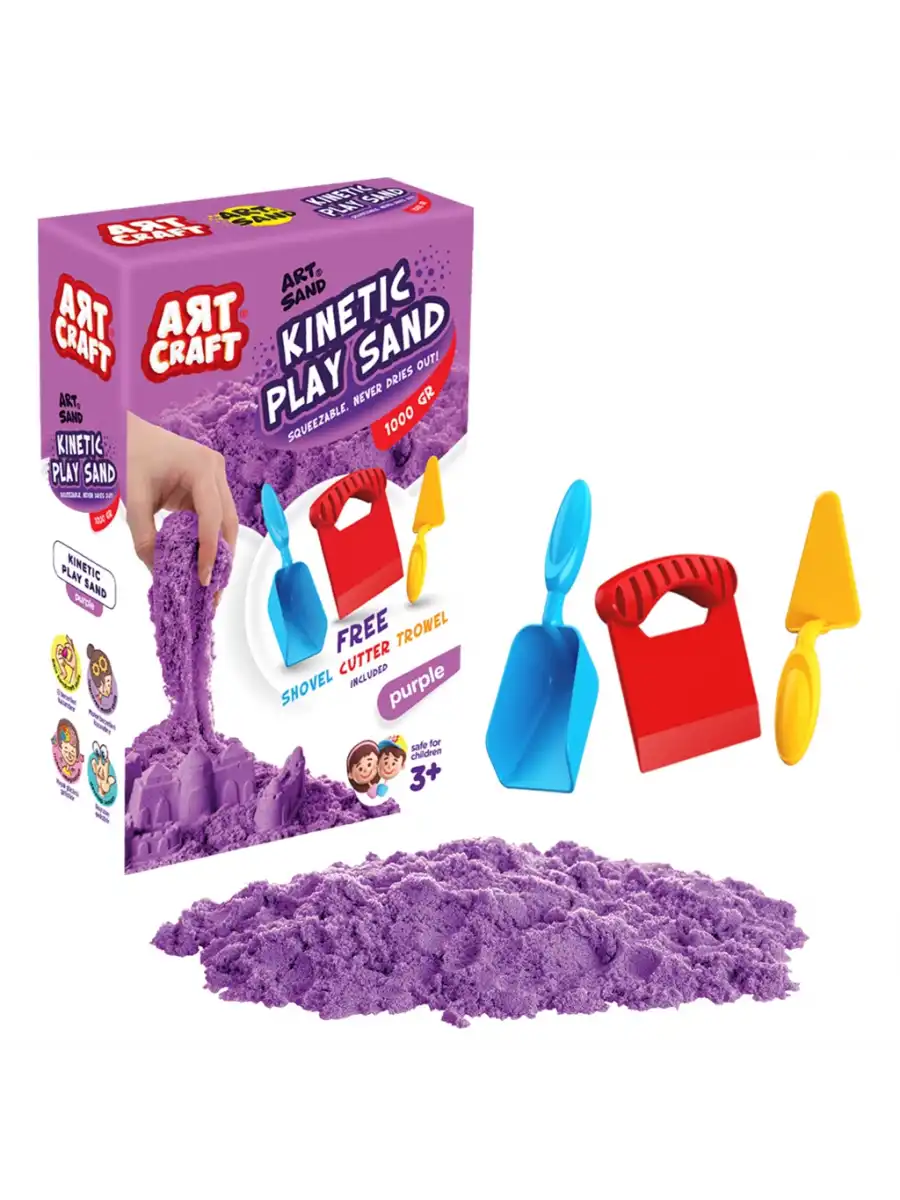 Art Sand Aksesuarlı Mor Oyun Kumu 1000 Gr. - Kinetik Kum Seti - Natural Kum - Doğal Kum
