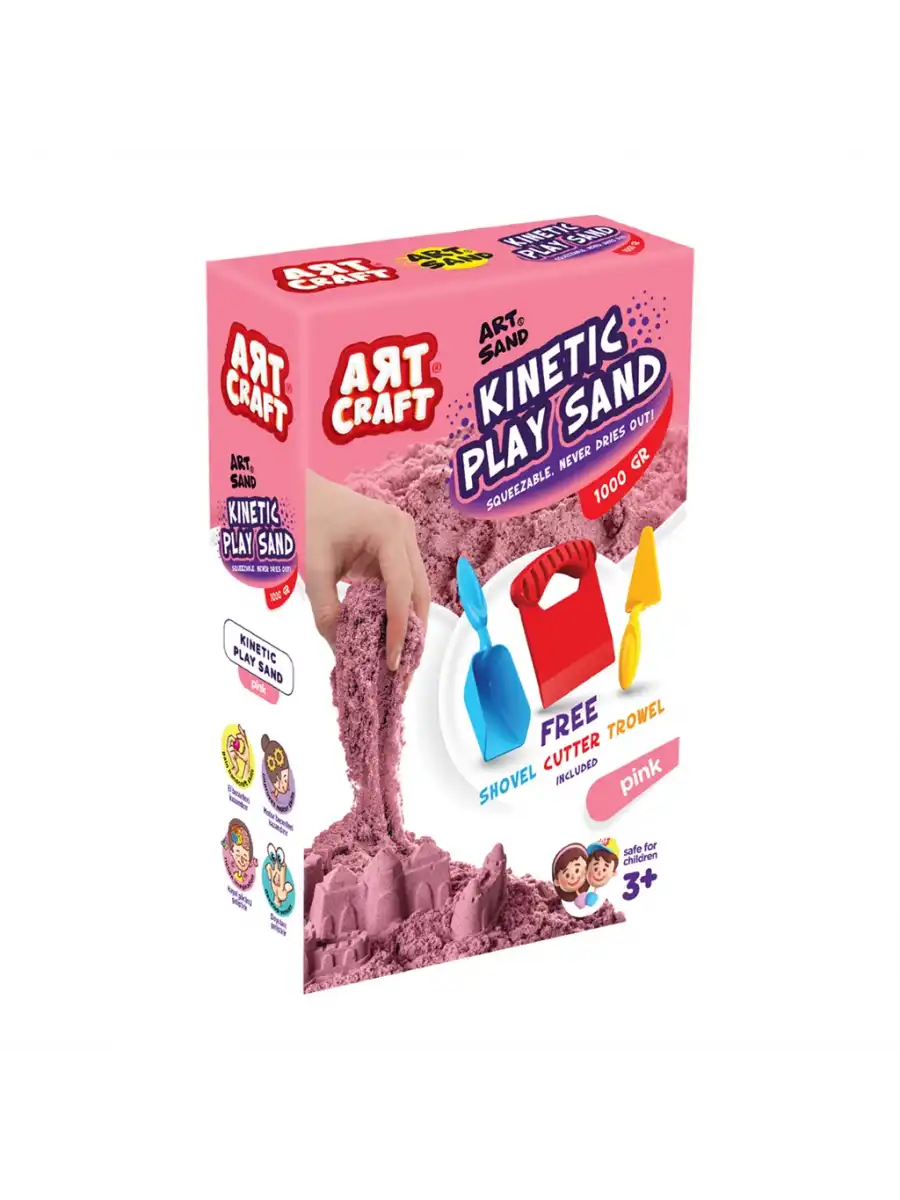 Art Sand Aksesuarlı Pembe Oyun Kumu 1000 Gr. - Kinetik Kum Seti - Natural Kum - Doğal Kum