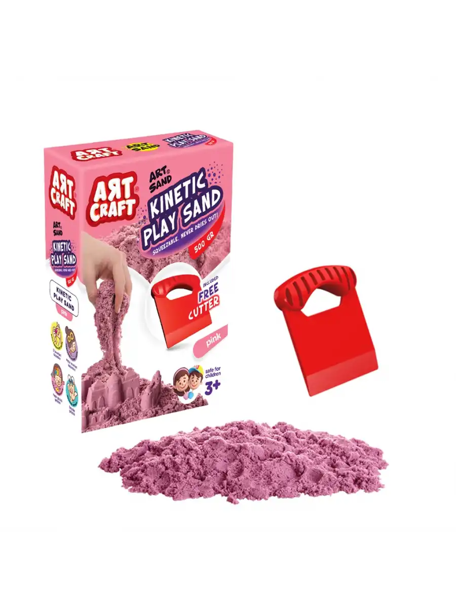 Art Sand Aksesuarlı Pembe Oyun Kumu 500 Gr. - Kinetik Kum Seti - Natural Kum - Doğal Kum
