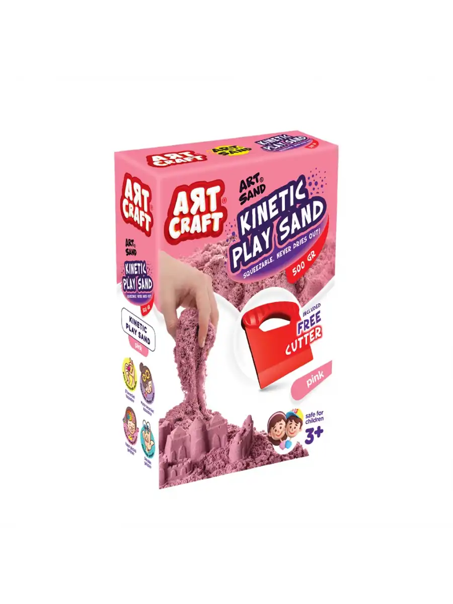 Art Sand Aksesuarlı Pembe Oyun Kumu 500 Gr. - Kinetik Kum Seti - Natural Kum - Doğal Kum