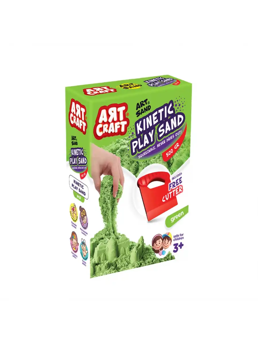 Art Sand Aksesuarlı Yeşil Oyun Kumu 500 Gr. - Kinetik Kum Seti - Natural Kum - Doğal Kum