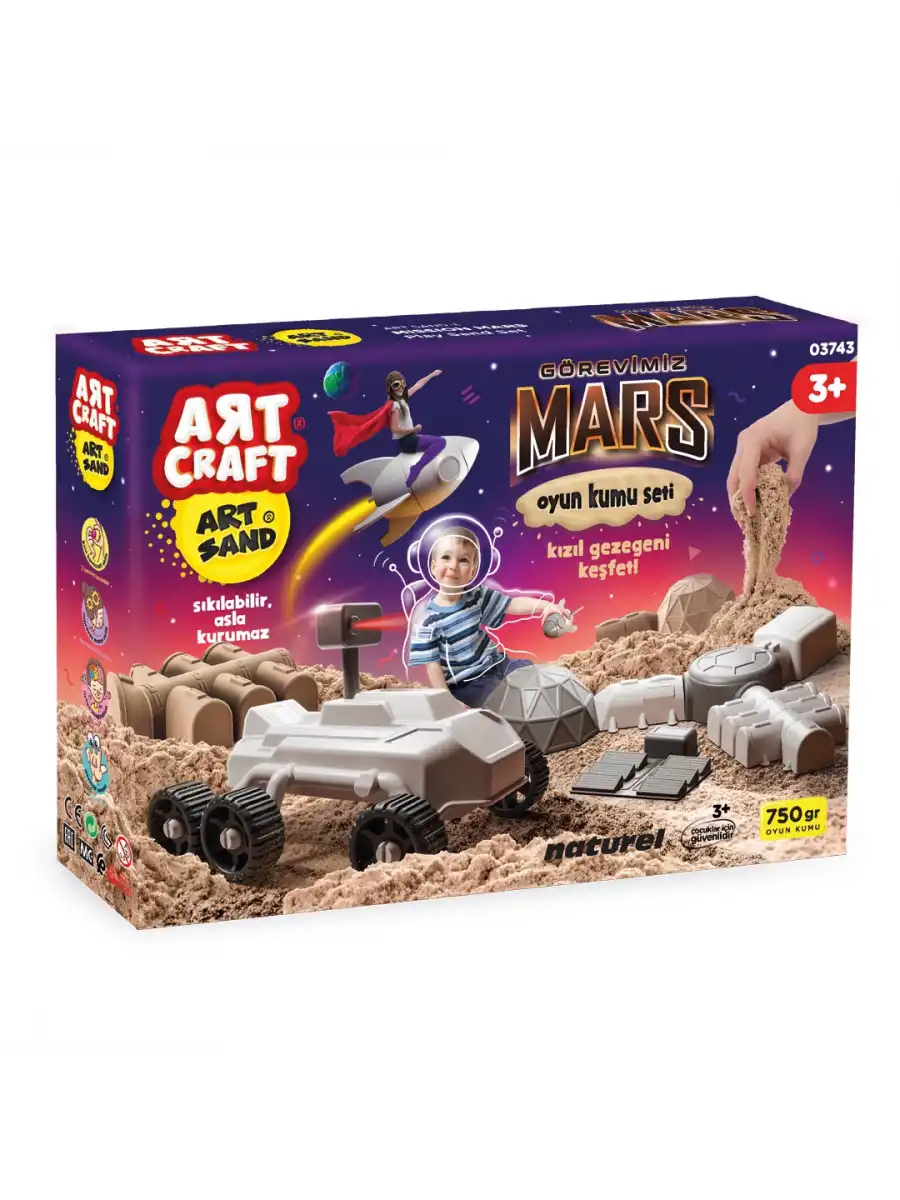 Art Sand Görevimiz Mars Kum Seti 750 Gr. - Oyun Kumu Seti - Kinetik Kum Seti - Natural Kum - Doğal Kum
