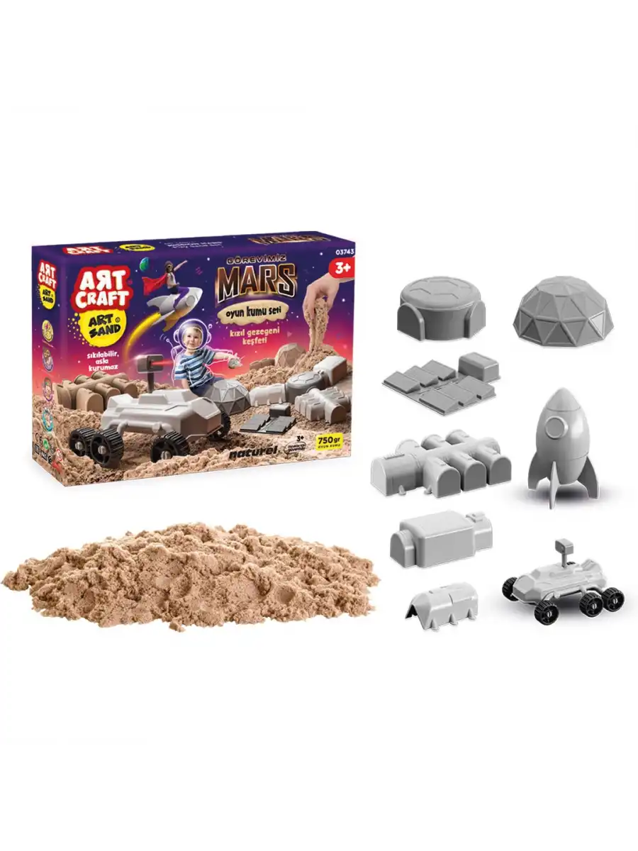 Art Sand Görevimiz Mars Kum Seti 750 Gr. - Oyun Kumu Seti - Kinetik Kum Seti - Natural Kum - Doğal Kum