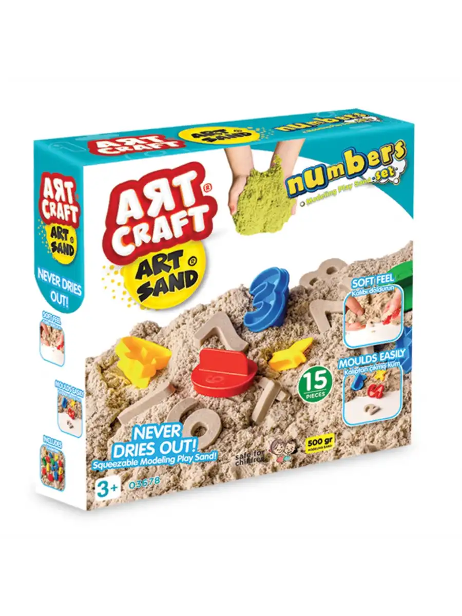 Art Sand Numaralar Kum Seti 500 Gr. - Oyun Kumu Seti - Kinetik Kum Seti - Natural Kum - Doğal Kum