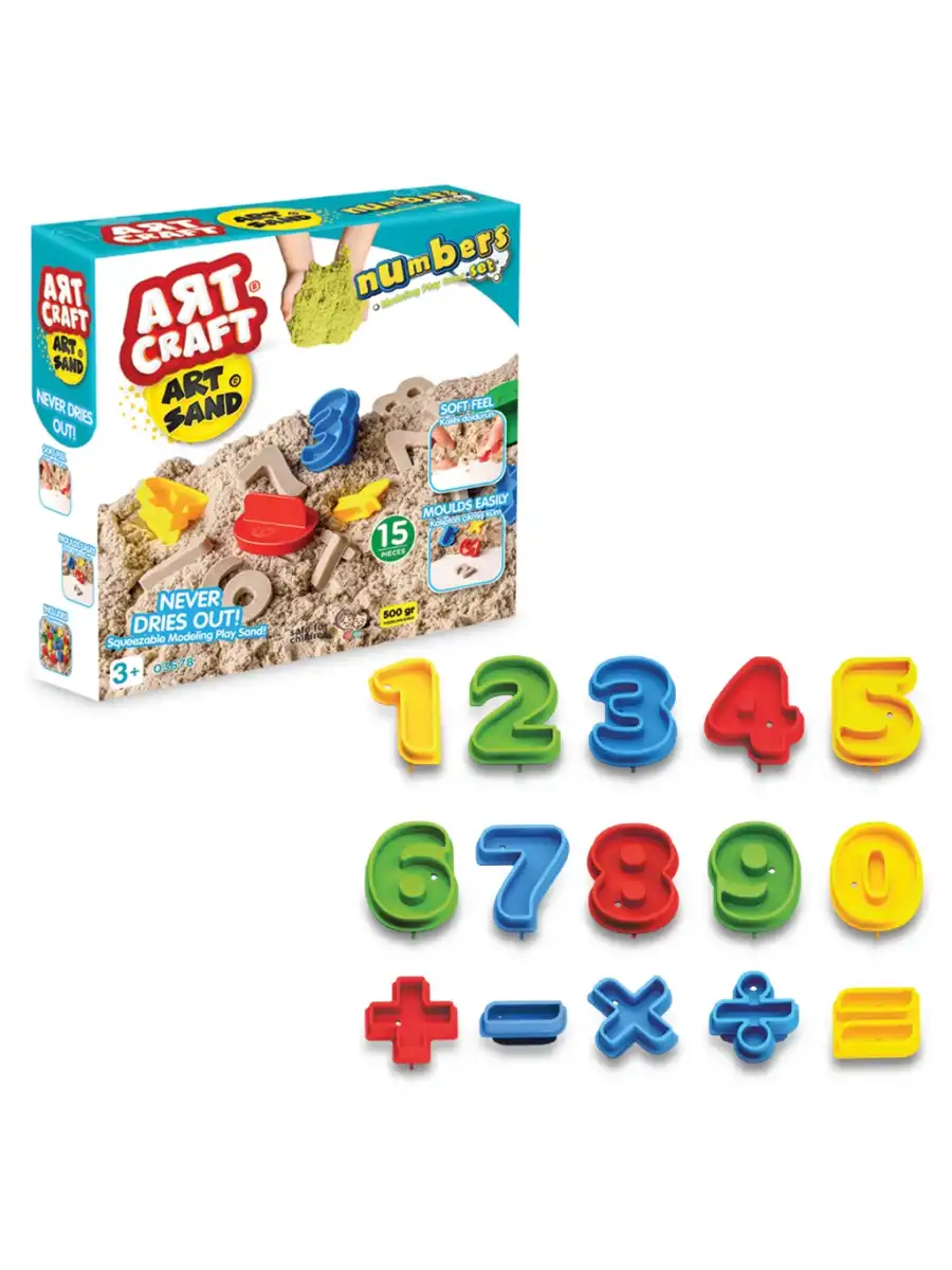 Art Sand Numaralar Kum Seti 500 Gr. - Oyun Kumu Seti - Kinetik Kum Seti - Natural Kum - Doğal Kum