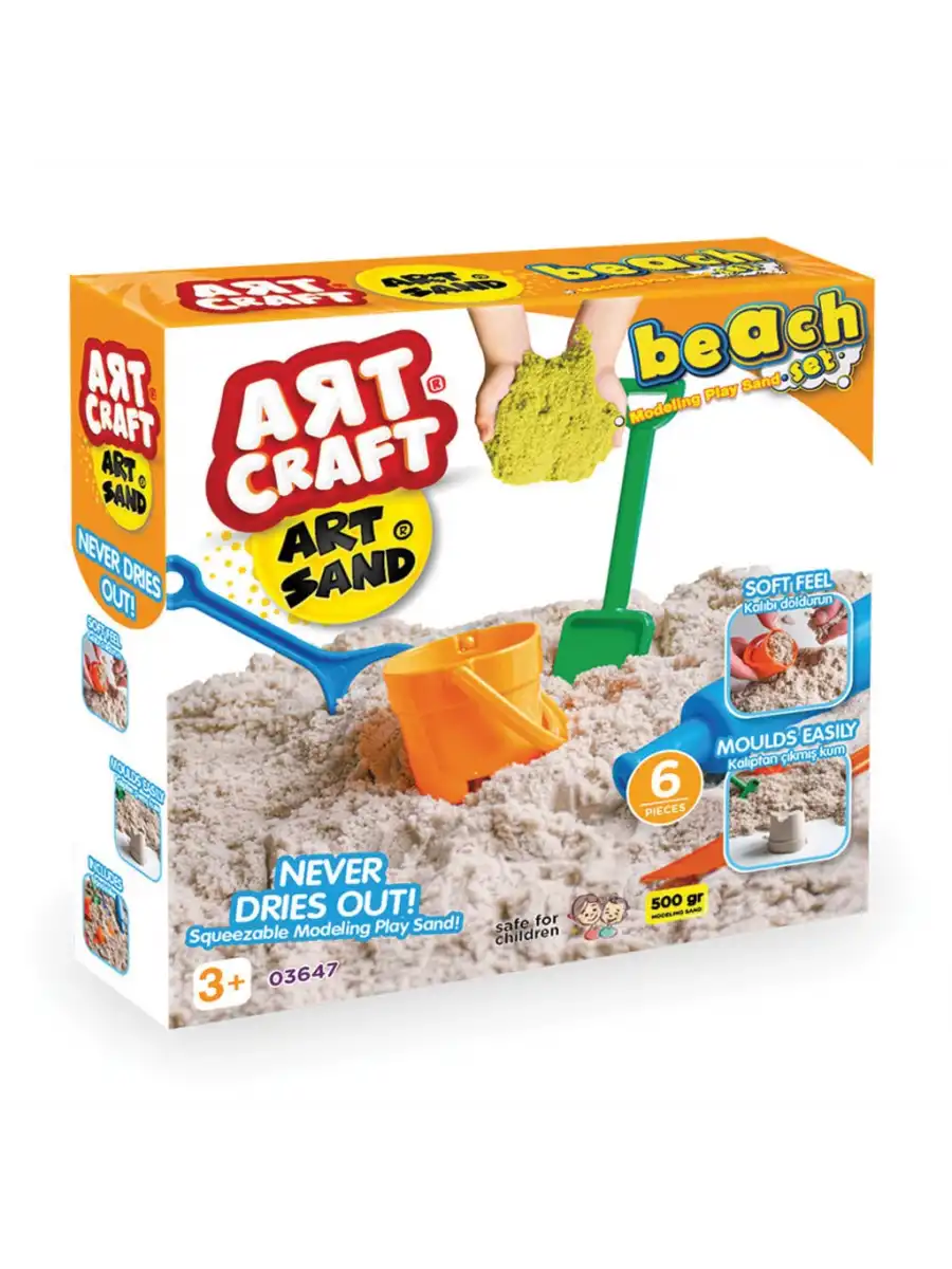 Art Sand Plaj Kum Seti 500 Gr. - Oyun Kumu Seti - Kinetik Kum Seti - Natural Kum - Doğal Kum