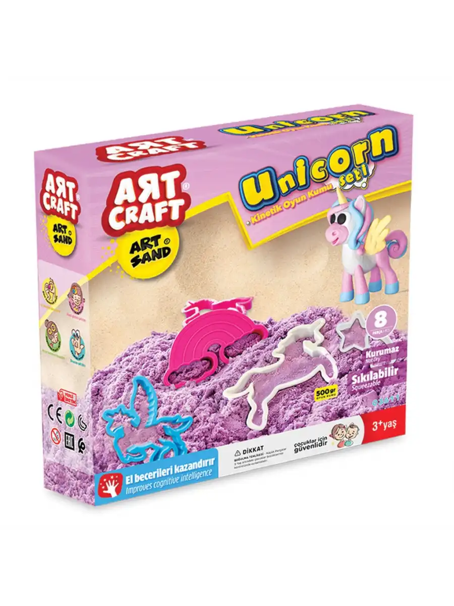 Art Sand Unicorn Seti 500 Gr. - Oyun Kumu Seti - Kinetik Kum Seti - Natural Kum - Doğal Kum